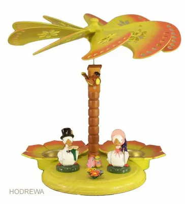 Produktbild von Osterdekoration Pyramide mit 2 Gänsen bunt BxHxT 26x20x26cm NEU
