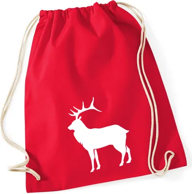 Produktbild von Huuraa Turnbeutel Hirsch Silhouette 12 Liter Classic Red Baumwolle Rucksack Geschenkidee