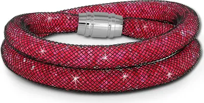 Produktbild von SilberDream 18cm Armband Damen rot Mini Kristalle Edelstahl Nylon D2SDA051P9
