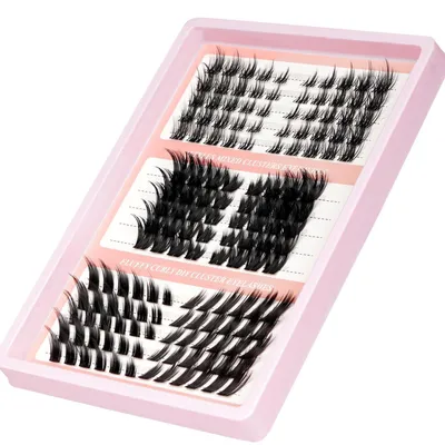 Obrázek produktu pro Sady řasových klastrů, 15 párů, 3 styly, C tvar, pro domácí použití, individuální prodlužování řas, přirozený a jemný vzhled