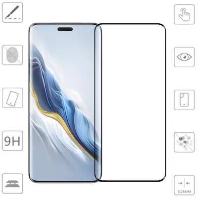 Produktbild von Für Honor Magic 6 Pro 2x 4D Display Full LCD Curved H9 Hart Glas Folie Panzer Schutz Zubehör