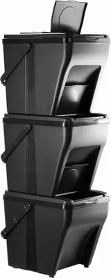 Produktbild von Mülltrenn-Set - Mülleimer - 3×25 l - Gesamt 75 l - Aufkleber Inklusive - Für Recycling