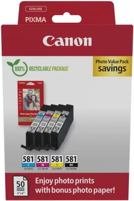Produktbild von Canon CLI-581 BK/C/M/Y Photo Value Pack