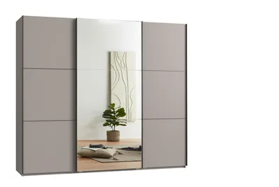 Produktbild von Schwebetürenschrank >indiana A< in SAHARAGRAU / SPIEGEL - 250x216x65cm (BxHxT)