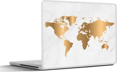 Produktbild von MuchoWow® Laptop Aufkleber Sticker Cover Weltkarte - Marmor - Gold 31x22.5 cm - Laptop-Deko