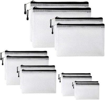 Image de Sac en filet transparent et étanche - 6 tailles différentes - idéal pour l'école, le bureau et les voyages