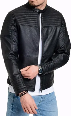 Produktbild von Jack & Jones Herren Lederjacke Smith Bikerjacke Kunstleder schwarz, Smith Lederjacke L