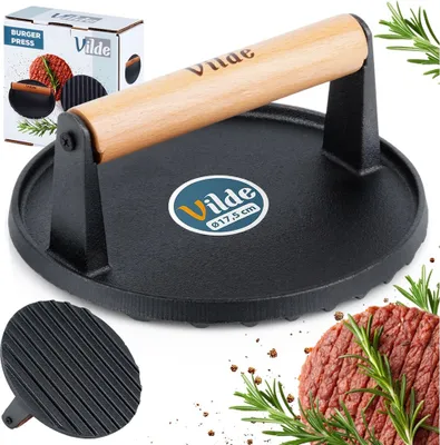 Produktbild von Vilde Smash-Burger-Presse Burgerpresse Smasher Burgersmasher aus Gusseisen 17,5 cm