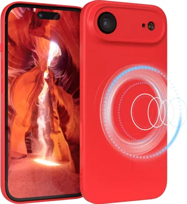 Produktbild von EAZY CASE - Silikonhülle magnetisch für Apple iPhone Air, Hülle Silikon, weich stoßfeste Magnet Handyhülle, Schutzhülle mit Kameraschutz, TPU Bumper in Rot