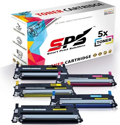 A box of toner cartridges with several cartridges displayed in front of it.