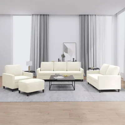 Produktbild von vidaXL 4-tlg. Sofagarnitur mit Kissen Creme Samt