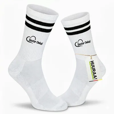 Produktbild von Huuraa Uni Socken Bester Onkel Herz 37/41 Black Baumwolle Tennissocken Geschenkidee
