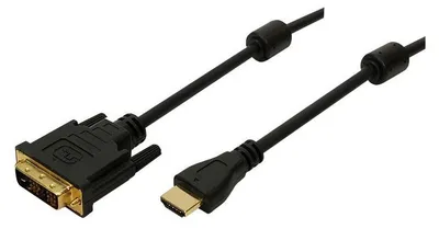 Productafbeelding van LogiLink HDMI-kabel met DVI-adapter, ferrietkern, verguld, 5 meter