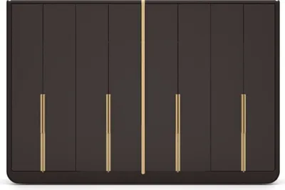 Produktbild von Casa Padrino Luxus Schlafzimmerschrank Schwarz / Beige / Messing 350 x 60 x H. 238 cm - Massivholz Kleiderschrank mit 8 Türen - Schlafzimmer Möbel - Hotel Möbel - Luxus Möbel