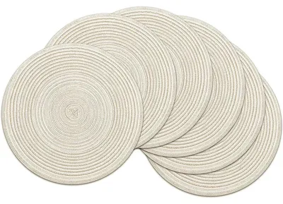 Produktbild von Platzsets Rund Abwaschbar Geflochten Hitzebeständig 6er Set Creme 38 cm