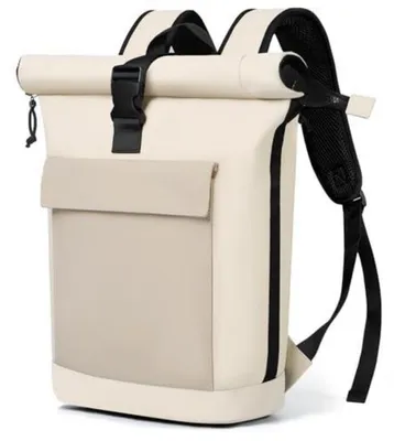 Produktbild von Rolltop Rucksack Damen & Herren, Laptop Rucksack Wasserdicht mit 17 Zoll Laptopfach, Großer Reiserucksack Tagesrucksack Schulrucksack, Beige/Khaki