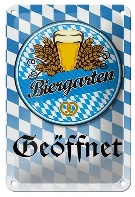 Produktbild von Blechschild Spruch 12x18cm Biergarten Bier Brezel Bayern