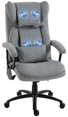 Produktbild von HOMCOM Bürostuhl Ergonomisch mit Massage- & Wippfunktion, Lendenstütze Grau