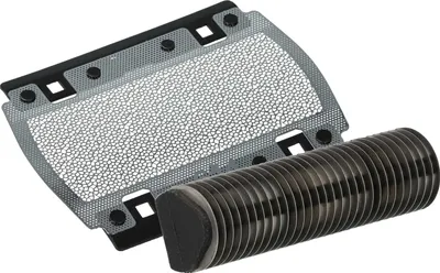 Produktbild von vhbw 1x Klingenblock, 1x Scherblatt kompatibel mit Braun 370, 350, 375, 5614, 5615, P10, 355 Rasierer - Kombipack Schwarz Silber