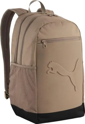 A studio shot of a brown Puma backpack.