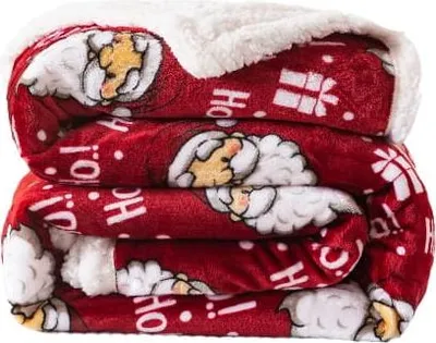 Produktbild von Flauschige Weihnachtsdecke 160x200 Weihnachtsmann Rot