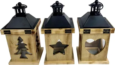Produktbild von TrendLine Laterne Holz-Metall 24 x 12 cm braun-schwarz