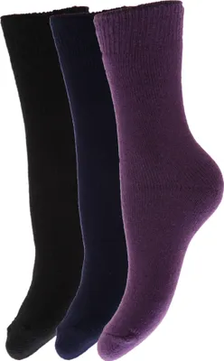 Image de FLOSO Chaussettes thermiques d'hiver pour enfants (paquet de 3) K105 (26-31 EU) (Noir/Bleu marine/Violet)