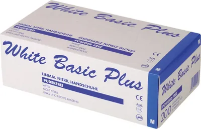 Produktbild von #AMPri White Basic Plus Nitril Handschuhe puderfrei weiß 200 Stück XS