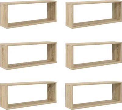 Obrázek produktu pro vidaXL Cube Shelves 6 ks Sonoma Oak 60x15x23 cm odvozený výrobek ze dřeva