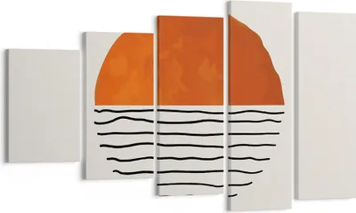 Produktbild von Bild auf Leinwand - Leinwandbild - 5 Teile - Modern Sonne Meer - 100x60cm - Wand Bild - Wanddeko - Wandbilder - Leinwanddruck - Bilder - Wanddekoration - Leinwand bilder - Wandbild - EG100x60-4512