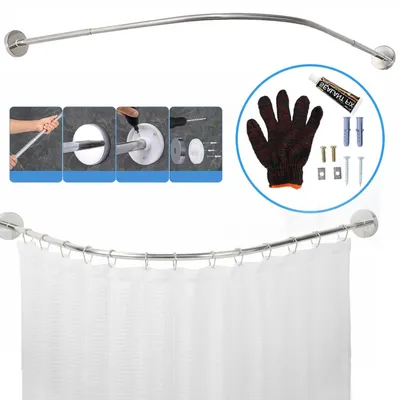 Produktbild von Duschvorhangstange L-förmig, Verstellbar 80-100 × 80-100 cm, Geeignet für Badezimmer und Badewanne