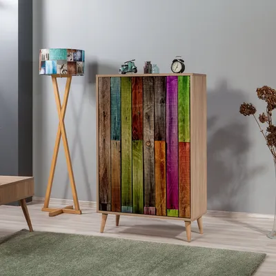 Produktbild von Skye Decor, Multibox - 726, Mehrzweckschrank, Sonoma-Eiche, 100 % MELAMINBESCHICHTETE SPANPLATTEN, 80 x 36 x 127 cm