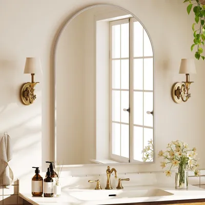 Image de Miroir mural 91 x 61 cm - Cadre en aluminium - Résistant aux chocs - Miroir de salle de bain