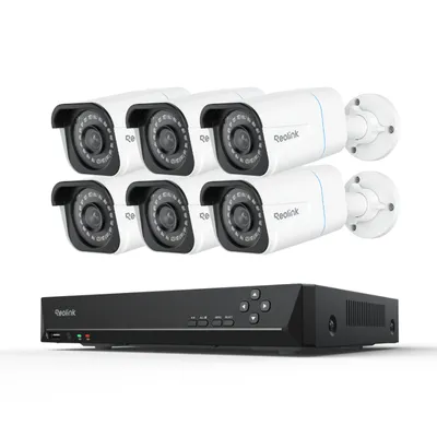 Obrázok produktu pre Reolink RLK8-800B6 8CH 2TB HDD NVR + sada 6x 4K 8MP PoE vonkajších monitorovacích kamier, inteligentná detekcia, nepretržité sledovanie videa, nočné videnie