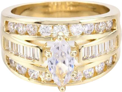Produktbild von Mode Frauen Zirkonia Intarsien Hochzeit Verlobung Fingerring Schmuck Geschenk-Golden,US 6