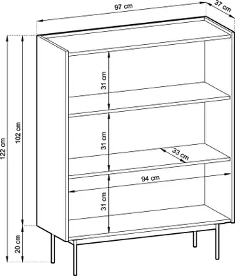 Obrázek produktu pro Komoda, prádelník Kelowna KD97 - červená, dub - šířka 97 cm, výška 122 cm, hloubka 37 cm