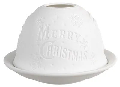 Produktbild von Clayre & Eef Teelichthalter Ø 12x8 cm Weiß Porzellan Weihnachtsmann