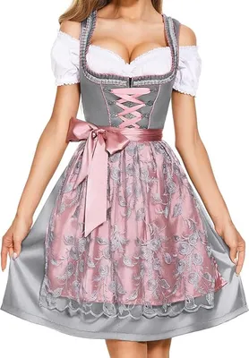 Produktbild von ASKSA Dirndl Dámské Midi tradiční šaty Dirndl Šortky pro speciální příležitosti Oktoberfest, růžová, XL
