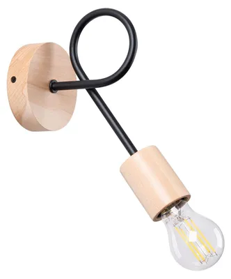 Produktbild von Wandlampe Metall E27 H: 24 cm Natur Schwarz Skandinavisch