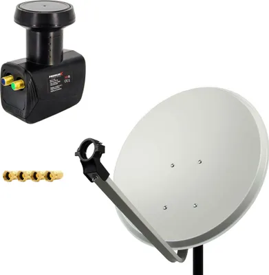 Produktbild von PremiumX SAT Anlage 60cm Satellitenschüssel ALU Twin LNB 4x F-Stecker