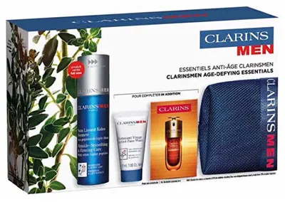 Imagen del producto de Crema antiedad y reafirmante para hombres, Clarins, set de 4 piezas