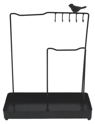 Produktbild von Meander Sieradenrek met haken en vogel Schwarz 26x12x33m