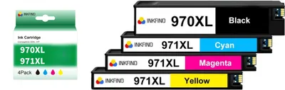Produktbild von INKFIND 970XL 971XL Tintenpatronen für HP 970 HP970 HP971 HP 971 HP970X HP971X HP 970X HP 971X - 4er Set - (Schwarz, Cyan, Magenta, Gelb)