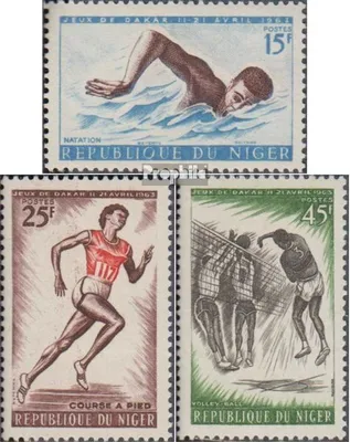 Produktbild von Briefmarken Niger 1963 Mi 31-33 (kompl.Ausg.) postfrisch Sportspiele