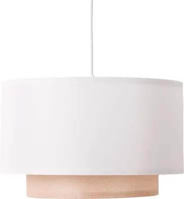 Image de Suspension avec abat-jour textile et rotin blanc Ø 40 cm "EMMA"-E27