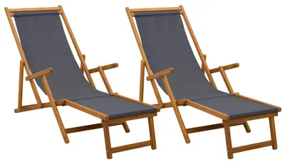 Image de vidaXL : 2 chaises longues pliantes, bois d'eucalyptus massif, 3 positions