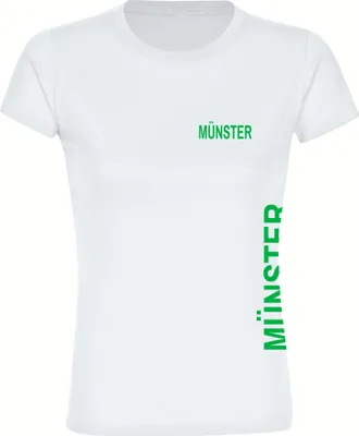 Produktbild von multifanshop Damen T-Shirt - Münster - Brust & Seite, weiß, Größe M
