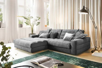 Produktbild von KAWOLA Sofa LANA Ecksofa Cord grau Recamiere links