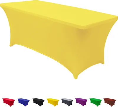 Produktbild von 183 x 74 x 76 cm Gelb Fitted Polyester Tischdecke Rechteckige Stretch Tischdecke Bankett Party Show