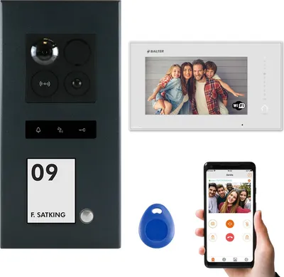Produktbild von Balter ERA Aufputz Graphit RFID 2-Draht BUS IP 7" WiFi Video Türstation iOS Android Set für 1 Familienhaus